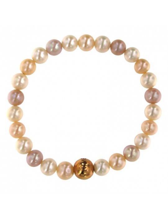 Bracciale Nimei - con Perle Freshwater Multicolor 7,5-8mm e Sfera Lucida - PBR1395