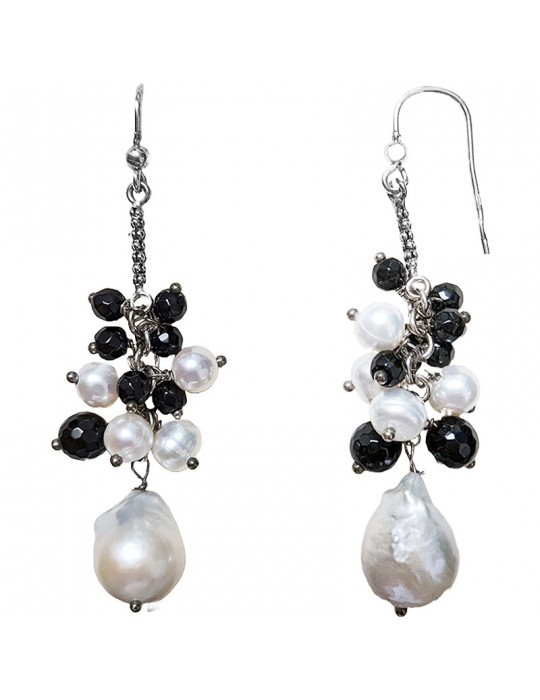 Della Rovere Earrings - Pendants - Black Onyx - Baroque Pearls - 21490S160UI