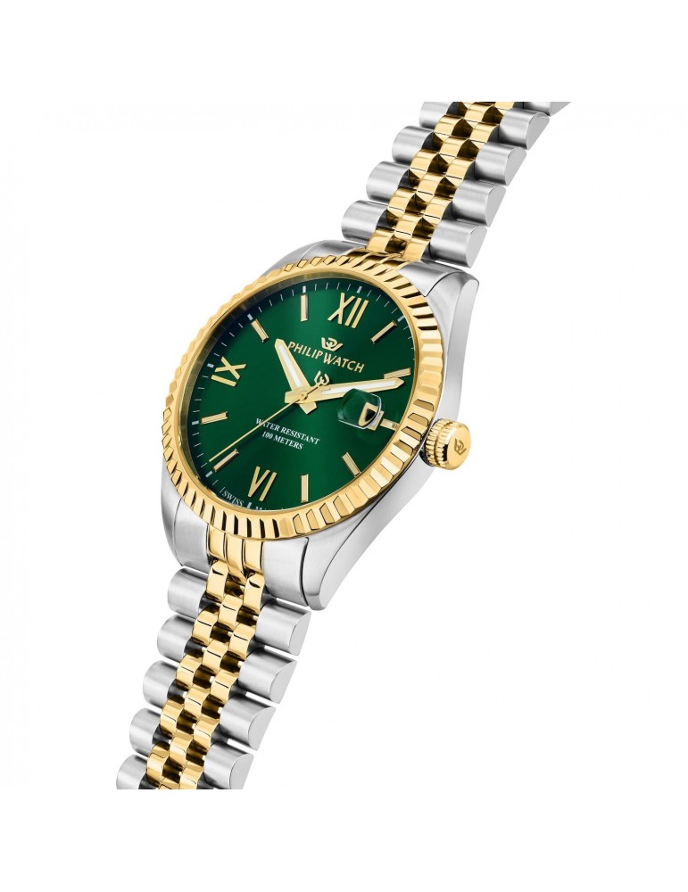 Orologio Philip Watch - Caribe Quarzo - Tempo Data 41mm Dorato Verde - R8253597111