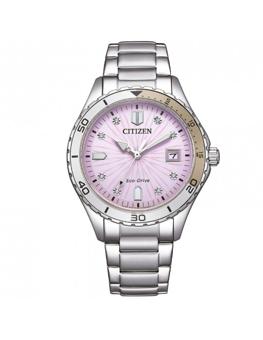 Orologio Citizen Donna - Lady Eco-Drive 37mm Rosa con Zirconi - FE6170-88X