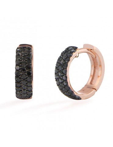 Buonocore Earrings - Eternity Round Hoop in 18k Rose Gold with 0.46 ct Black Diamonds - 0