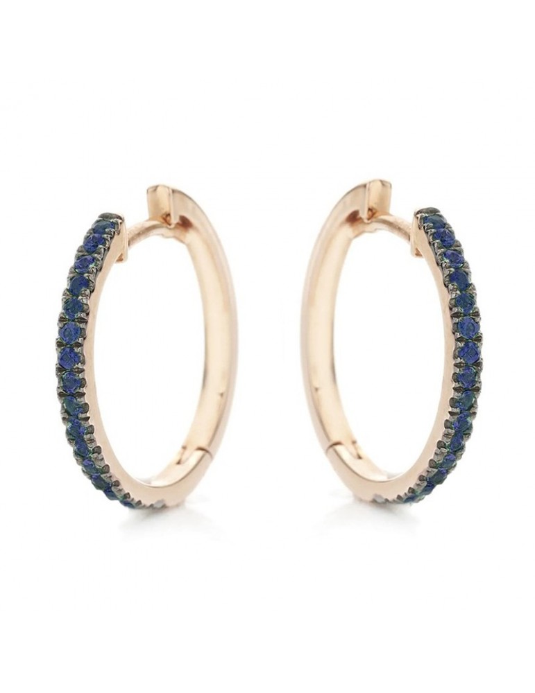 Buonocore Earrings - Eternity Round Hoop in 18k Rose Gold with Blue Sapphires 0.27 ct - 0