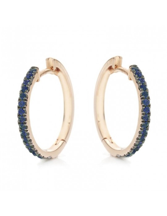 Buonocore Earrings - Eternity Round Hoop in 18k Rose Gold with Blue Sapphires 0.27 ct - 0