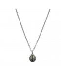 Coscia Necklace - in 18K White Gold with Tahitian Pearl and Natural Diamonds - 0