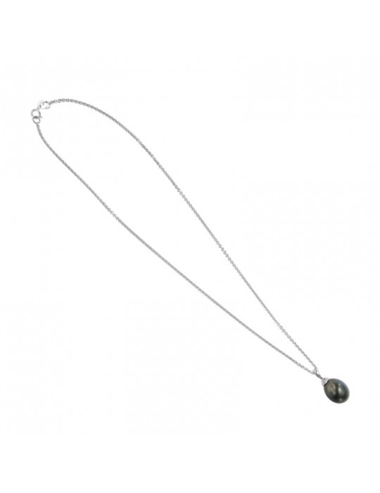 Collana Coscia - Oro Bianco 18 Carati - -Perla Tahiti - Diamanti Naturali - P732