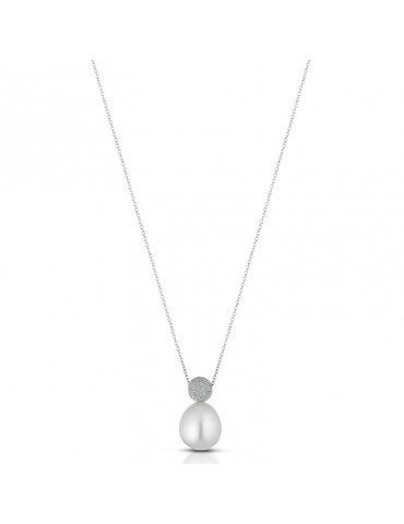 Collana Lelune - Moonlight - Oro Bianco - Perla Pendente - LLCL55891