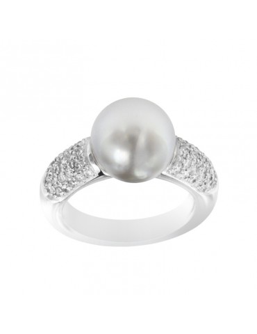 Nimei Ring - in 18K White Gold with Australian Pearl and Natural Diamonds - 0 2