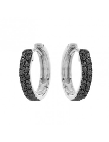 Buonocore Earrings - Eternity Round Hoop in 18k White Gold with 0.29 ct Black Diamonds - 0