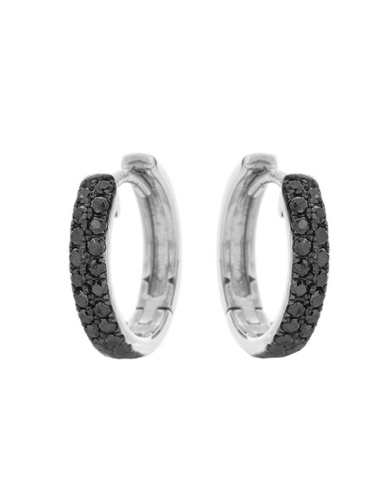 Buonocore Earrings - Eternity Round Hoop in 18k White Gold with 0.29 ct Black Diamonds - 0