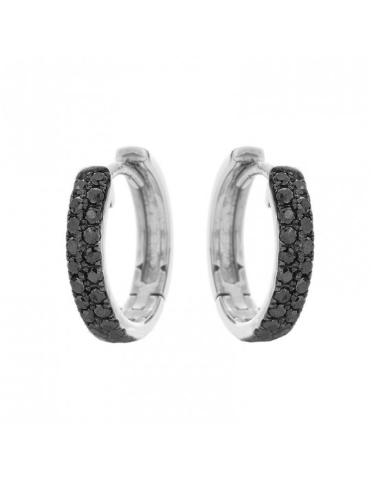 Buonocore Earrings - Eternity Round Hoop in 18k White Gold with 0.29 ct Black Diamonds - 0