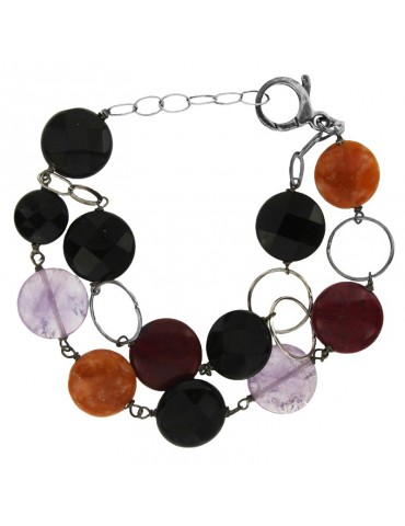 Della Rovere Bracelet-Silver 925%-Black Onyx-Amethyst-B071602G140076AD
