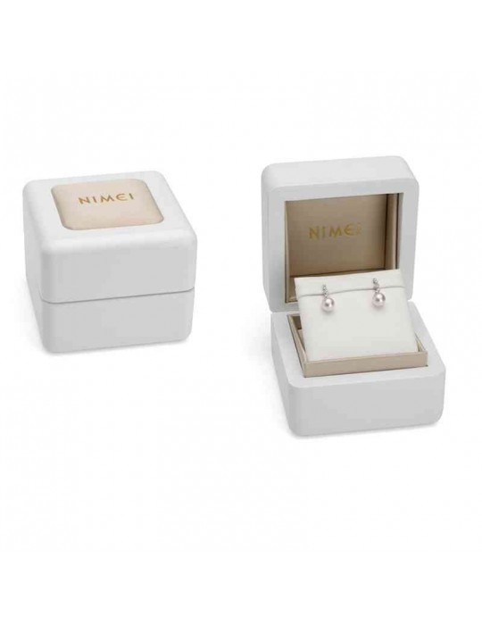 Orecchini Nimei - Oro Bianco 18 carati - Perle Akoya - 7,5 - 8 mm - Diamanti - MKG758B
