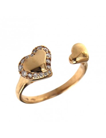 Buonocore Ring - Open in 18k Rose Gold with Hearts and Natural Diamonds - 0