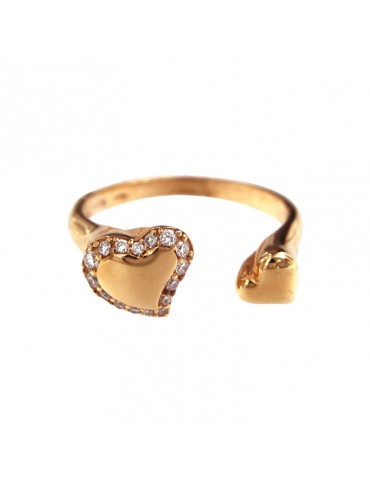 Buonocore Ring - Open in 18k Rose Gold with Hearts and Natural Diamonds - 0 2