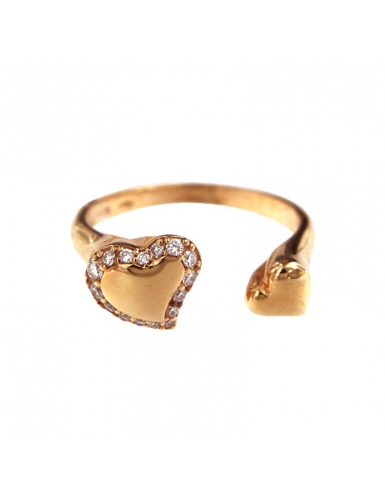 Buonocore Ring - Open in 18k Rose Gold with Hearts and Natural Diamonds - 0
