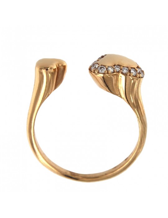 Buonocore Ring - Open in 18k Rose Gold with Hearts and Natural Diamonds - 0