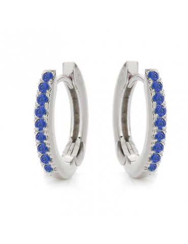 Buonocore Earrings - Eternity Round Hoop in 18k White Gold with Blue Sapphires 0.25 ct - 0