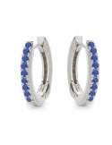 Buonocore Earrings - Eternity Round Hoop in 18k White Gold with Blue Sapphires 0.25 ct - 0