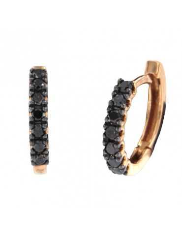 Buonocore Earrings - Eternity Round Hoop in 18k Rose Gold with 0.44 ct Black Diamonds - 0