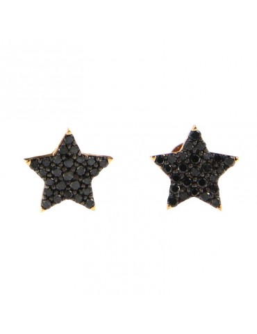 Buonocore Earrings - Stars in 18k Rose Gold with 0.57 ct Black Diamonds - 0