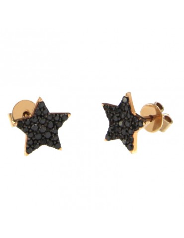 Buonocore Earrings - Stars in 18k Rose Gold with 0.57 ct Black Diamonds - 0 2
