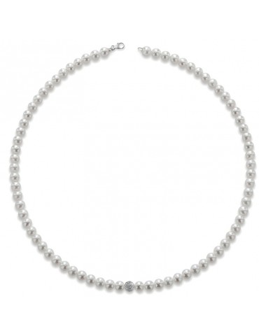 Collana Lelune - Classic - Perle  5 - 5,5 mm - Oro Bianco - LLNK0155