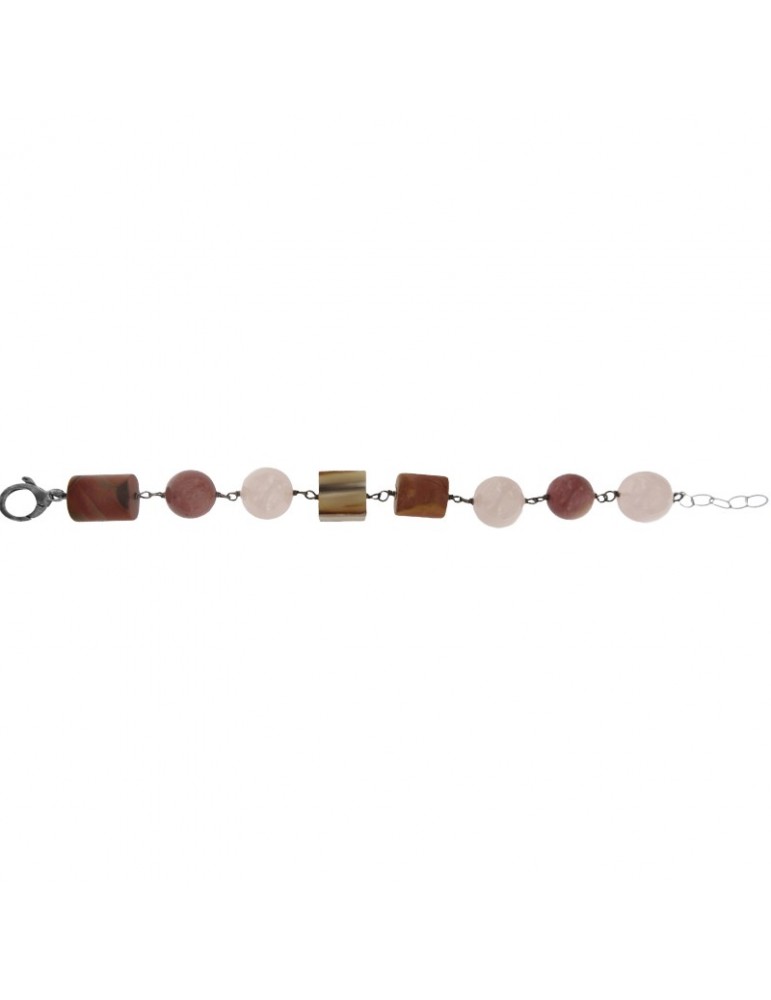 Bracciale Della Rovere - Quarzo Rosa - Quadrato di Diaspro - BRDR070