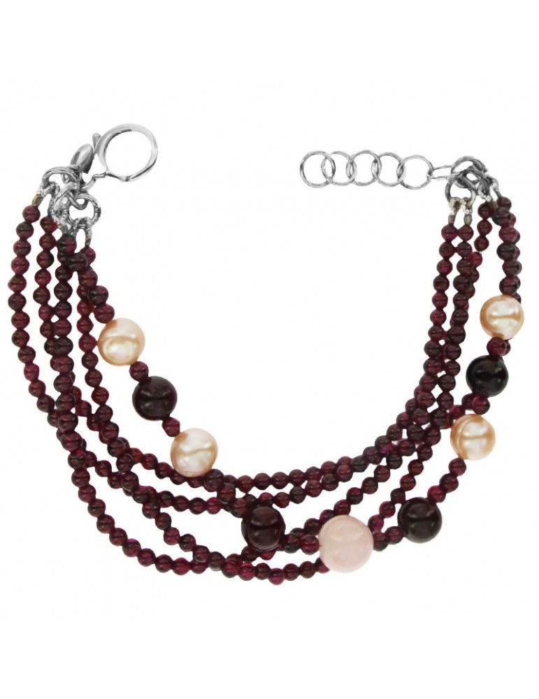 Della Rovere Bracelet - Cherry Red Garnet - Rose Quartz - BRDR10816