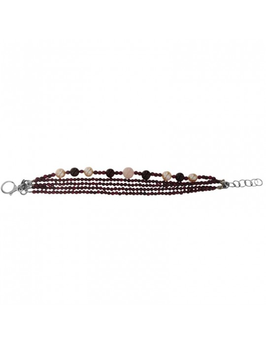 Bracciale Della Rovere - Granato Rosso Ciliegia -Quarzo Rosa-BRDR10816