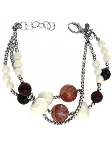 Bracciale Della Rovere - Argento 925% - Ematite-Agata Bianca-BRDR8020 2
