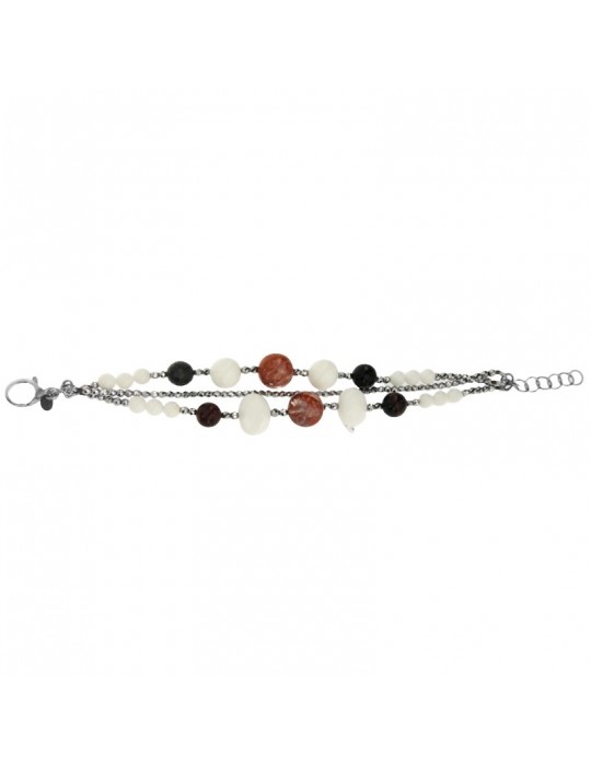 Bracciale Della Rovere - Argento 925% - Ematite-Agata Bianca-BRDR8020