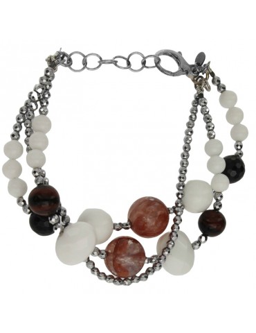 Bracciale Della Rovere - Argento 925% - Ematite-Agata Bianca-BRDR8020