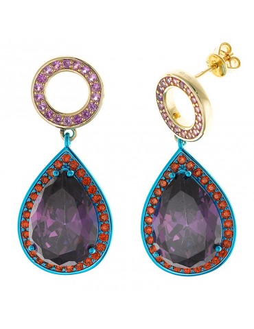 Orecchini Salvatore Plata -  Ametista a Pera - Cubic Zirconia-211A0142