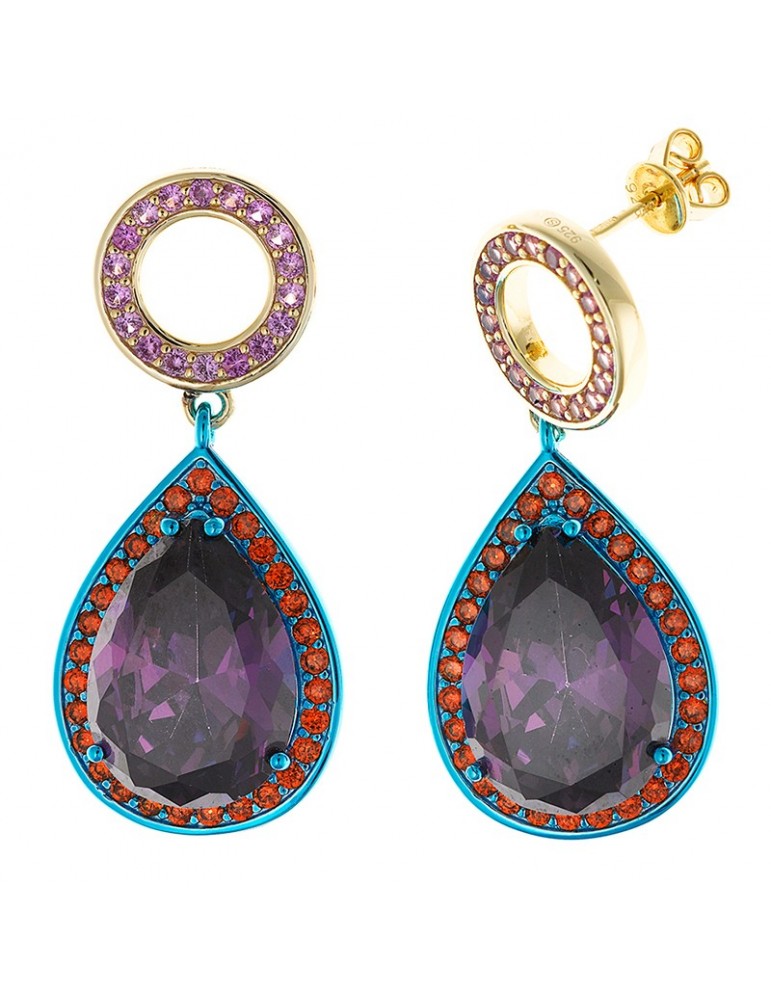 Orecchini Salvatore Plata -  Ametista a Pera - Cubic Zirconia-211A0142