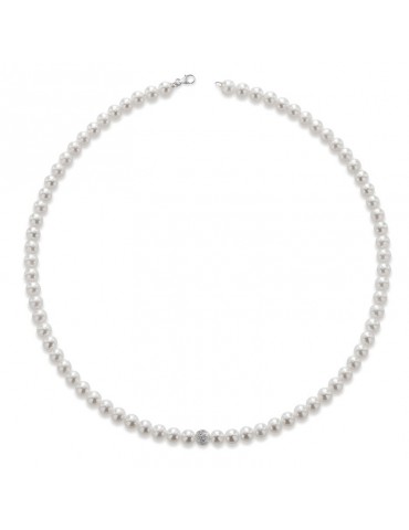 Collana Lelune - Classic - Perle  6 - 6,5 mm - Oro Bianco - LLNK0165