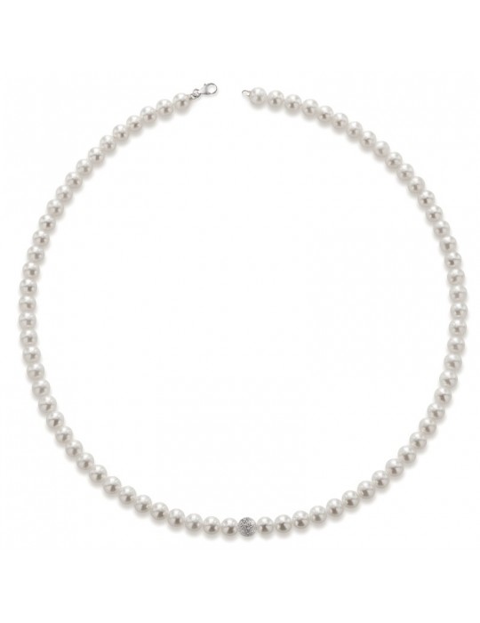 Collana Lelune - Classic - Perle  6,5 - 7 mm - Oro Bianco - LLNK0170
