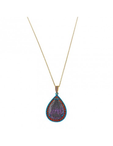 Collana Salvatore Plata - Dorata - Ametista Pendente - 211C0034