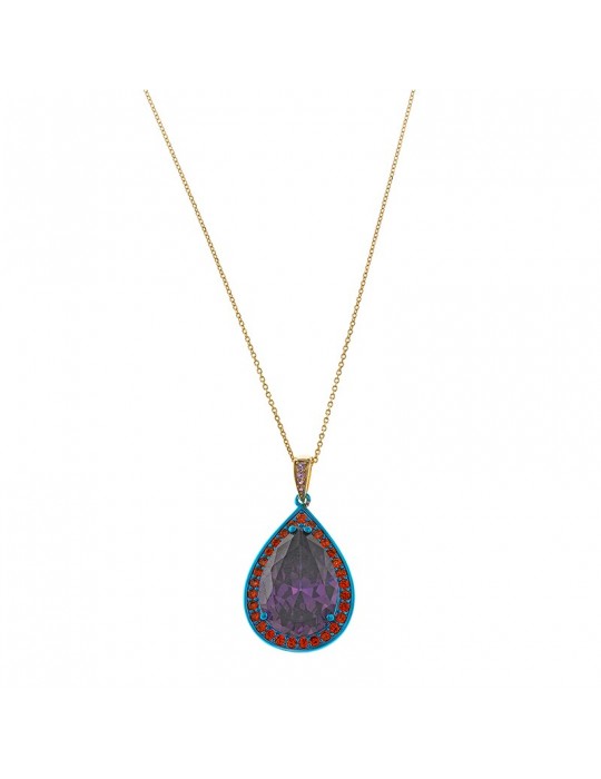 Salvatore Plata Necklace - Golden - Amethyst Pendant - 211C0034