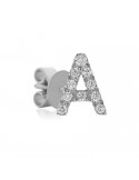 Buonocore Single Earring - You Are Letter A in 18k White Gold with White Diamonds 0.06 ct - 0