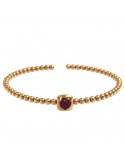 Bracciale Buonocore - Aperto in Oro Rosa 18 carati con Cuore e Rubini Rossi