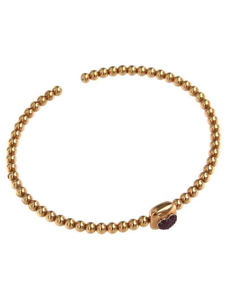 Buonocore Bracelet - Open in 18k Rose Gold with Heart and Red Rubies - 0