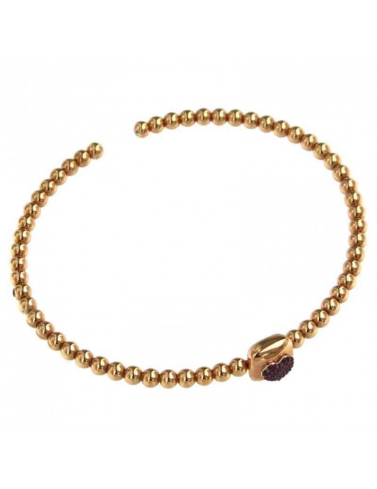 Buonocore Bracelet - Open in 18k Rose Gold with Heart and Red Rubies - 0