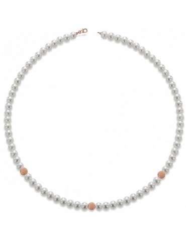 Collana Lelune - Classic - Perle  6 - 6,5 mm - Oro Rosa - LLNK0365P