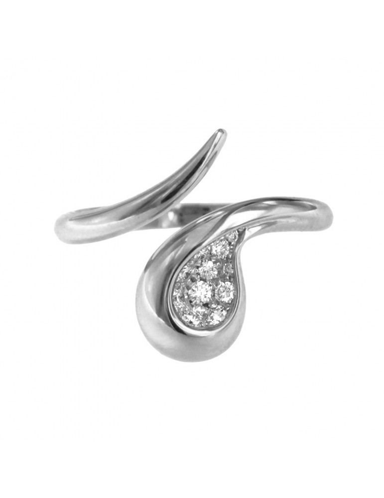 Buonocore - Dew Ring in 18k White Gold with Drop and Natural Diamonds - 0