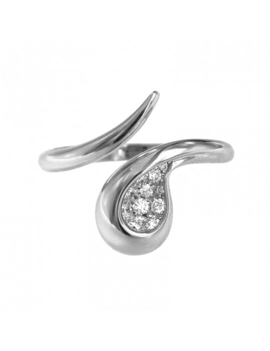 Anello Buonocore - Dew - Oro Bianco 18 carati - Goccia - Diamanti Naturali - 1524A01DW