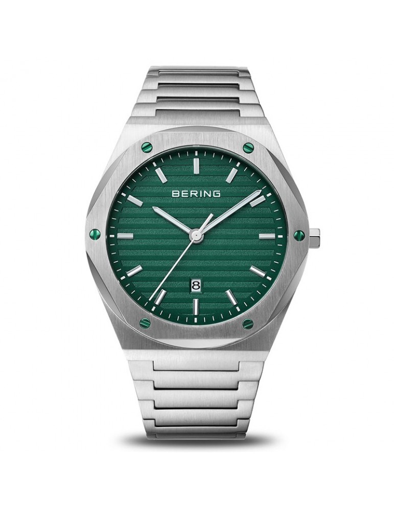 Bering Watch - Classic - Time and Date - Silver -42mm-Green-19742708