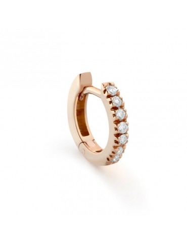 Buonocore Single Earring - Circle Hoops in 18k Rose Gold with White Diamonds 0.05 ct - 0