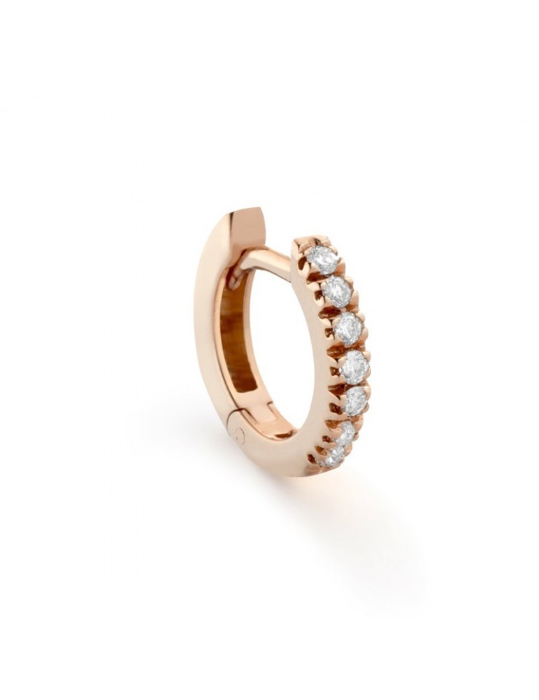 Buonocore Single Earring - Circle Hoops in 18k Rose Gold with White Diamonds 0.05 ct - 0