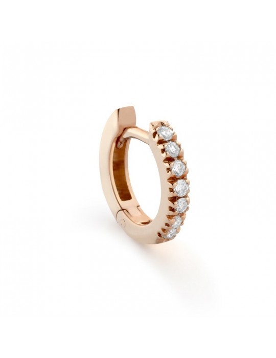 Buonocore Single Earring - Circle Hoops in 18k Rose Gold with White Diamonds 0.05 ct - 0