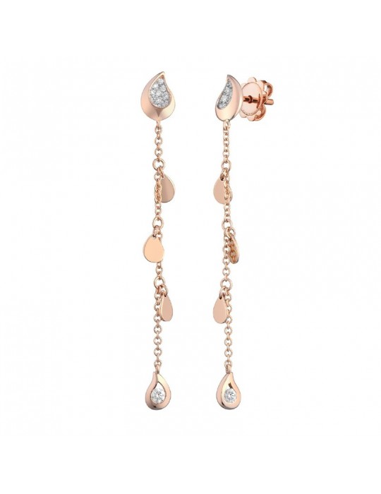 Buonocore Earrings - Dew Pendant in 18k Rose Gold with White Diamonds 0.19 ct - 0